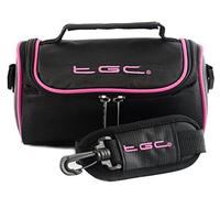 TGC ® Camera Case for Nikon Coolpix L340 with shoulder strap and Carry Handle (Black w/Hot Pink Trims)