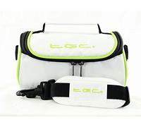 TGC ® Camera Case for Nikon Coolpix L340 with shoulder strap and Carry Handle (White w/Green Trims)