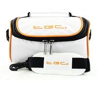 TGC ® Camera Case for Nikon Coolpix L340 with shoulder strap and Carry Handle (White w/Hot Orange)