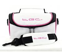 TGC ® Camera Case for Nikon Coolpix L340 with shoulder strap and Carry Handle (White w/Hot Pink Trims)