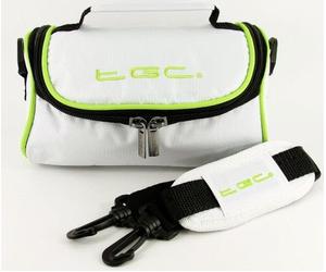 TGC ® Camera Case for Olympus Stylus Epic Zoom 170 QD with shoulder strap and Carry Handle (Cool White & Dreamy Green)