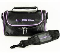 TGC ® Camera Case for Olympus SZ-31MR iHS with shoulder strap and Carry Handle (Jet black & Electric Purple)