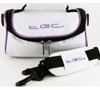TGC ® Camera Case for Olympus VH-410, VH-515 with shoulder strap and Carry Handle (Cool White & Electric Purple)