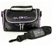 TGC ® Camera Case Utility Bag Compatible with Canon PowerShot A1200 (Jet Black With Electric Purple Trims)