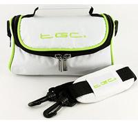 TGC ® Camera Case Utility Bag Compatible with Nikon Coolpix W300 with shoulder strap and Carry Handle (Cool White With Electric Green Trims)