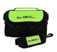 TGC ® Camera Case Utility Bag Compatible with Nikon Coolpix W300 with shoulder strap and Carry Handle (Electric Green & Black)