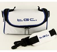 TGC ® Camera Case Utility Bag Compatible with Nikon Coolpix W300 with shoulder strap and Carry Handle (Cool White With Dreamy Blue Trims)