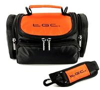 TGC ® Large Camera Case compatible with Pentax K-30 with Short Zoom Lens Plus Accessories (Hot Orange & Black)