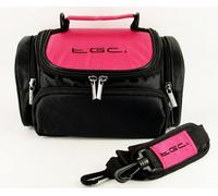 TGC ® Large Camera Case for Canon EOS 100D, 700D, Rebel SL1, Rebel T5i with Short Zoom Lens Plus Accessories (Hot Pink & Black)