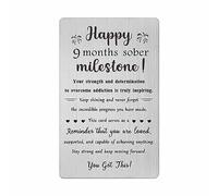 TGCNQ 9 Months Sobriety Gifts - Recovery Gifts for Women Men - 9 Months Sober Anniversary Metal Card