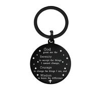 TGCNQ Christian Gifts God Grant Me The Serenity Prayer Sobriety Quote Keychain Gift Dog Tag Keyring Inspirational Keychain for Daughter Friends Gift Birthday Religious Recovery Gifts, Christian