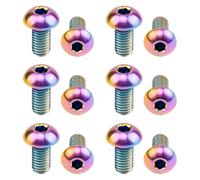 TGCWENG 12PCS GR5 Titanium Ti Allen Hex M5x10 Cup Head Bolt Screw Suitable for Bicycle Bike Water Bottle Cage and Disc Brake Cycle Rotor Screws (Colorful)