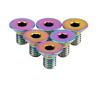 TGCWENG 6PCS GR5 Titanium Ti M6x10mm Countersunk Flat Head Hex Socket Cap Screw Bolt Suitable for Bicycle Stem Seatpost Bike, Road Bike and All Kinds of Bicycle Dirt Bike and More (Colorful)