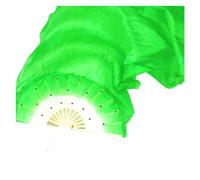 TGDGFKIAS Belly Dance Silk Fans, Belly Dance Bamboo Fan Veils 1.5M Hand Made Simulation Silk Multicolor Right Left Hand(Green Right Hand)