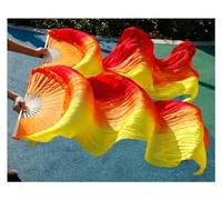 TGDGFKIAS Belly Dance Silk Fans, Belly Dance Bamboo Fan Veils Real Silk Accessories 1 Pair Multicolor Multiple Sizes(Deep Purple,120cm-90cm)