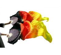 TGDGFKIAS Belly Dance Silk Fans, Belly Dance Bamboo Fan Veils Real Silk Accessories 1 Pair Multicolor Multiple Sizes(Oranje,120cm-90cm)