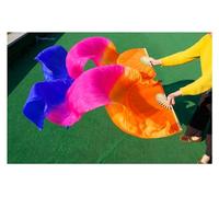 TGDGFKIAS Belly Dance Silk Fans, Belly Dance Bamboo Fan Veils Real Silk Accessories 1 Pair Multicolor Multiple Sizes(Blu,120cm-90cm)