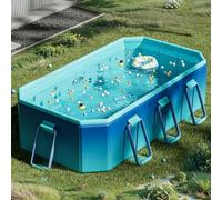TGDGFKIAS Paddling Pool, Non Inflatable Foldable Frame Swimming Pool PVC For Kids Adults Outdoor Multiple Sizes(2.1m/7ft)