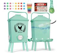 Tgeyd 4.2-Gallon Gravity Chicken Feeder & Waterer Set - No-Waste Poultry Feeder with Automatic Water Dispenser, Rainproof Lid, Raised Stand Legs & Anti-Roost Cone