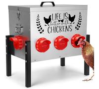 TGEYD 50LB Large Automatic Chicken Feeder - 8 Feeding Ports, No-Waste Poultry Feeder, with Adjustable Legs & Locking Lid