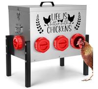 TGEYD 50LB Large Automatic Chicken Feeder - 8 Feeding Ports, No-Waste Poultry Feeder, with Adjustable Legs & Locking Lid