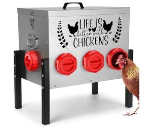 TGEYD 50LB Large Automatic Chicken Feeder - 8 Feeding Ports, No-Waste Poultry Feeder, with Adjustable Legs & Locking Lid