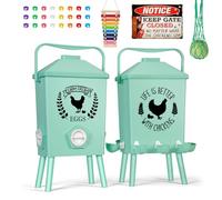 Tgeyd Automatic Chicken Feeder and Waterer Set(4.2Gal/21Lb) with Stand Legs, Anti-Perching Roof, Gravity-Fed System for Poultry,Chicken Coop Accessories