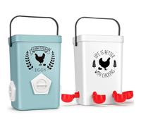 TGEYD Chicken Feeder and Waterer Set, No-Waste Hanging Feeder for Backyard Chickens, 3 Gal Waterer & 15LB Feed Bin
