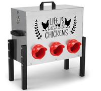TGEYD Chicken Feeder Box 30 lbs Galvanized Metal, 6 Feeding Ports, Comes with Metal Feeder Box Stands for Chickens, Ducks, Geese