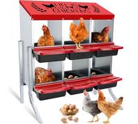 TGEYD Chicken Nesting Box 6 Holes, Nesting Boxes for Chickens, Nesting Boxes for Laying Eggs, with Chicken Perch, for 6 Chickens Up to 24 Chicken
