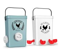 Tgeyd No-Waste Chicken Feeder & Waterer Set, 3 Gallon Automatic Waterer and 15 lb Hanging Feeder for Backyard Chickens, Modern Farmhouse Chicken Coop Essentials