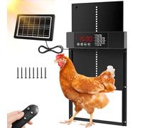TGFIX Automatic Chicken Flap Solar with Remote Control LCD Display Light Sensor & Timer Intelligent Chicken Coop Door Accessories Chicken Flap Electric Chicken Door Automatic Aluminium (IP45)
