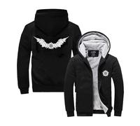 TGFQINAM Men Athletic Hoodies for Supernatural Full Zip Outwear Printed Tops Hoody Collision Color Sweatshirts Comfortable Jacket Hooded with Pockets Coat-Black||3XL