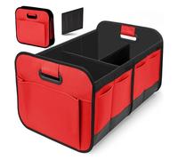 TgGreat Car Boot Bag for VW ID.Buzz, Boot Organiser, Car Organiser, Foldable Sturdy Storage Box with Side Pockets, B-Black + Red