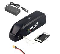TGHY 36V 13Ah 15Ah 19.2Ah Down Tube Battery 48V 13Ah 15Ah 17.5Ah Lithium Battery with Fast Charger and Indicator Light, USB Port for 0-850W Motor,48V15Ah