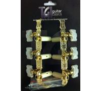 TGI Classical Guitar Machineheads/Tuners - Classical 3 in a Line - Lyra Style Design - Gold