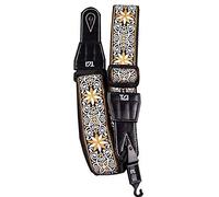 TGI Guitar Strap WOVEN Series. Flowers Stitch Gold