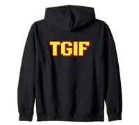 TGIF Friday Fun Pixel Art Retro Typography Men Women Zip Hoodie