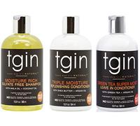 tgin Moisture Rich Sulfate Free Shampoo, Triple Moisture Replenishing Conditioner & Green Tea Super Moist Leave-in Conditioner Set - Moisturizing, Detangle