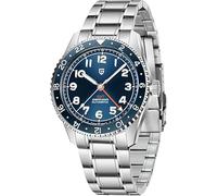 TGIS PD-1784 Watch for Gents. Automatic Mechanical GMT Watch with Japanese NH34 Movement. 316L Stainless Steel 40mm Waterproof to 200m. Diver or Business Man's Wrist Watches, Beautiful Blue Face.