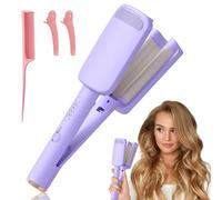 TGKYK French Wave Curling Iron, 32 mm Big Wave French Hair Curler, Deep Wave Hair Curler with 4 Gears Temperature 160-220°C, Rapid Heating and Anti-Scald Hair Waver Crimper for All Hair Types, Violet