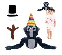 TGKYK Gorilla Tag Plush, 14.9x7.9In Gorilla Plush Toy with 2 Hats,1 Branch Scepter, Soft Gorilla Toy, Stuffed Monkey Plush for Game Lovers, Birthday Gift For Boys Girls Fans -Black