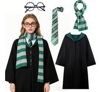 TGKYK Wizard Costume Kids, 5Pcs Wizard Accessories Set, Wizard Costume Robes with Various Accessories for World Book Day, Cosplay, Carnival Party