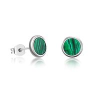 TGNEL 8mm Pure Titanium Earrings Studs Simulated Malachite/Turquoise/Obsidian Earrings for Men Women, Fashion Created Gemstone Bezel Birthstone Stud Earrings Jewellery Gifts for Sensitive Ears