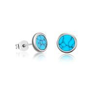 TGNEL 8mm Pure Titanium Earrings Studs Simulated Malachite/Turquoise/Obsidian Earrings for Men Women, Fashion Created Gemstone Bezel Birthstone Stud Earrings Jewellery Gifts for Sensitive Ears