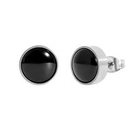 TGNEL Big Black Ceramic Mens Earrings Hypoallergenic Titanium Stud Earring for Men Sensitive Ears