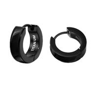 TGNEL Black Enamel Mens Hoop Earrings Titanium Earrings for Men Sensitive Ears