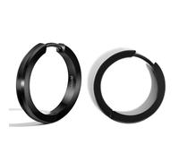 TGNEL Large Black Mens Titanium Hoop Earrings for Sensitive Ears, Fashion Brushed Titanium Earring Hoops for Men Bevel
