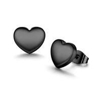 TGNEL Tiny Titanium Heart Black Stud Earrings for Men Women, Fashion Love Hypoallergenic Earring for Sensitive Ears