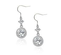 TGNEL Titanium Dangle Earrings | Cubic Zirconia Drop Earrings for Women Brides Bridesmaid Prom Sensitive Ears, 7/8 x 7/16 inches, Copper, No Gemstone